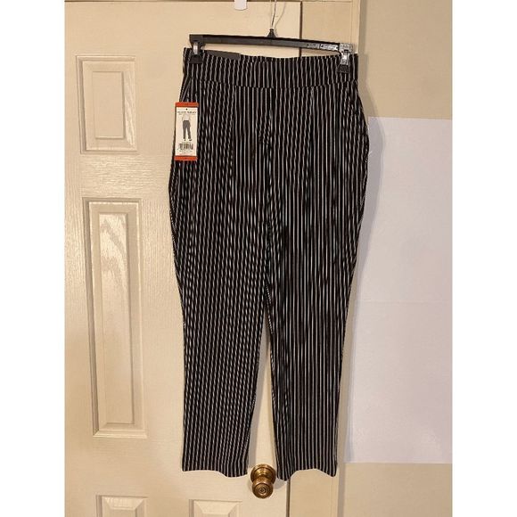 Hilary Radley 🐾 NWT Black & White Stripe Dress Pants, Size Medium - Picture 1 of 5